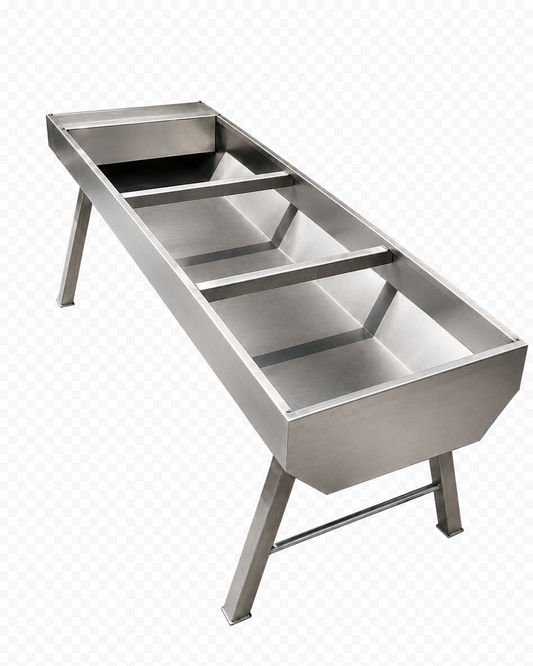Abbeveratoio da pascolo a vasca in acciaio inox AISI 304 con galleggiante – bovini, equini e ovini
