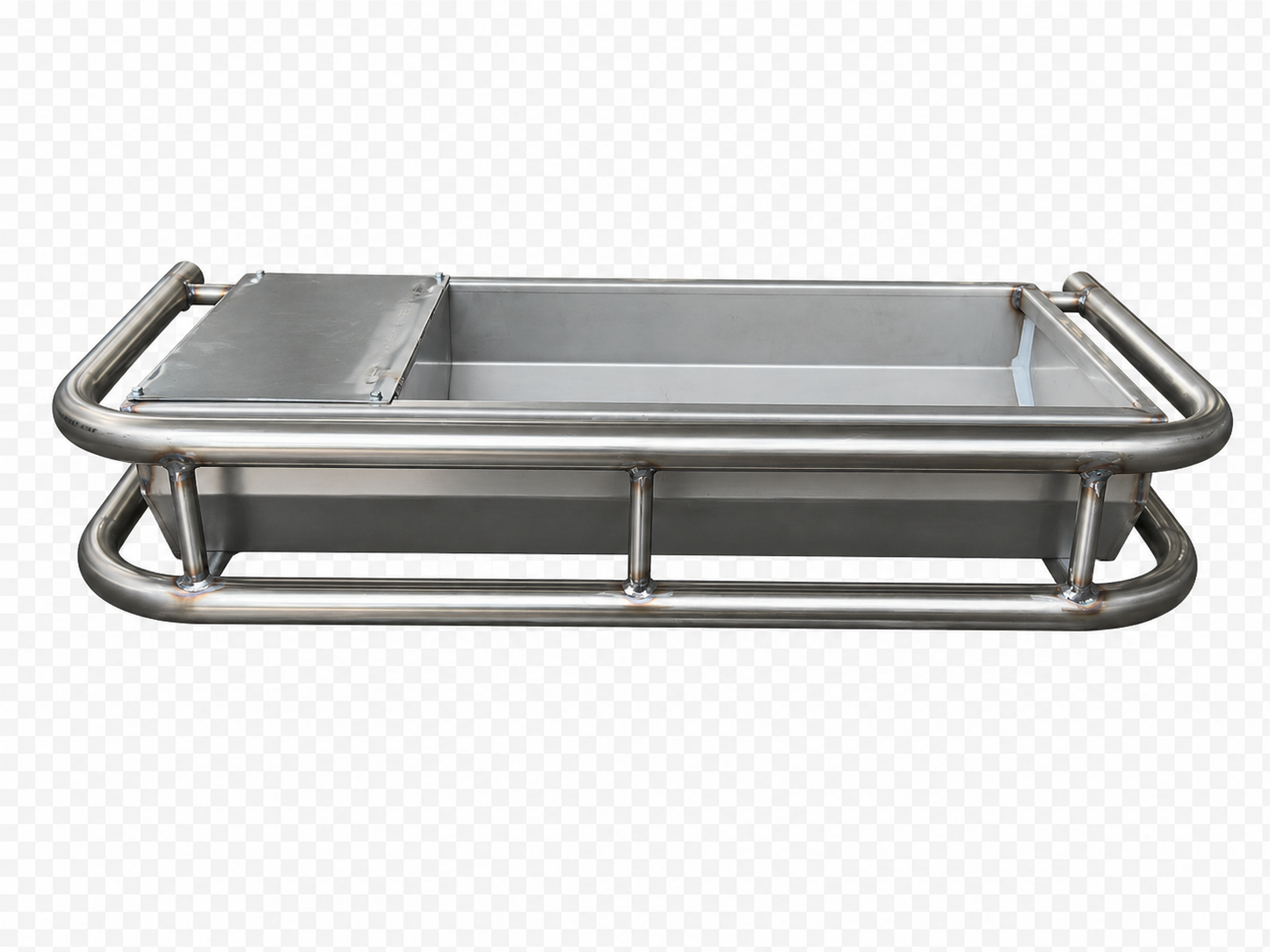 Abbeveratoio ribaltabile in acciaio inox AISI 304 con galleggiante e rollbar per bovini ed equini