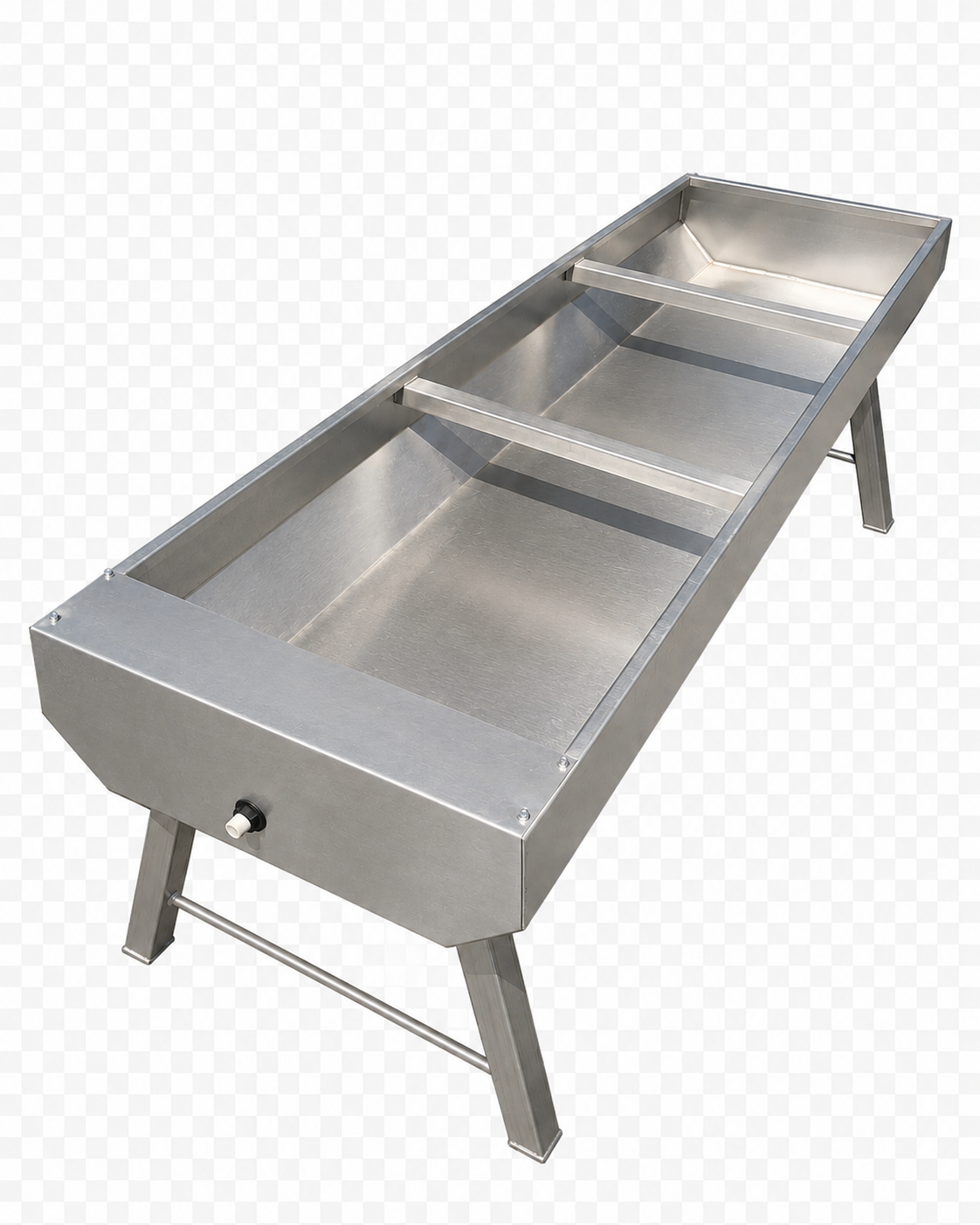 Abbeveratoio da pascolo a vasca in acciaio inox AISI 304 con galleggiante – bovini, equini e ovini