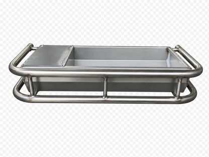 Abbeveratoio ribaltabile in acciaio inox AISI 304 con galleggiante e rollbar per bovini ed equini